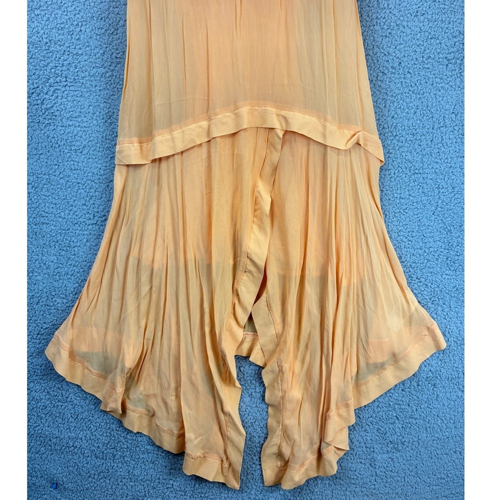 Anthropologie Dress Women's Small Orange Tiered Sheer Overlay V-Neck Sleeveless - Picture 5 of 14
